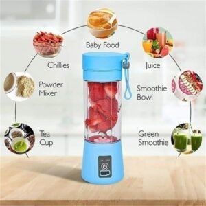 Blue portable 6-blade USB rechargeable blender for smoothies