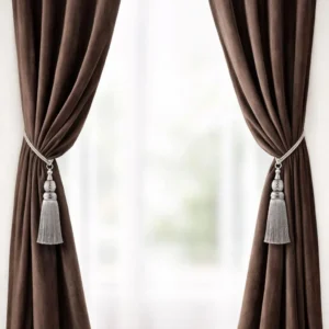Brown Velvet Curtains 86x60 Inch 2 Pcs