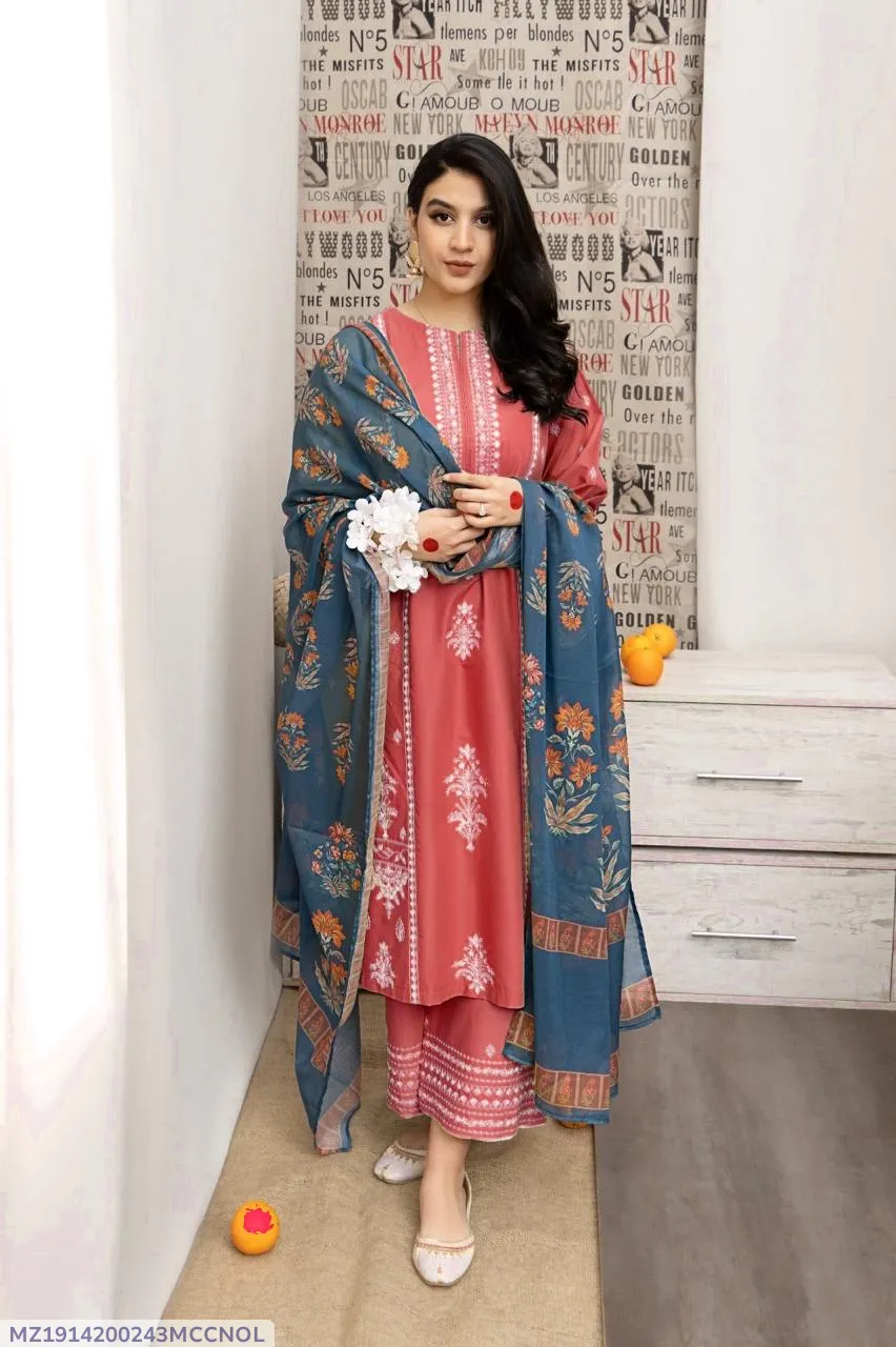 MIX TRENDING DESIGNS 3 Pcs Unstitched Embroidered Suit