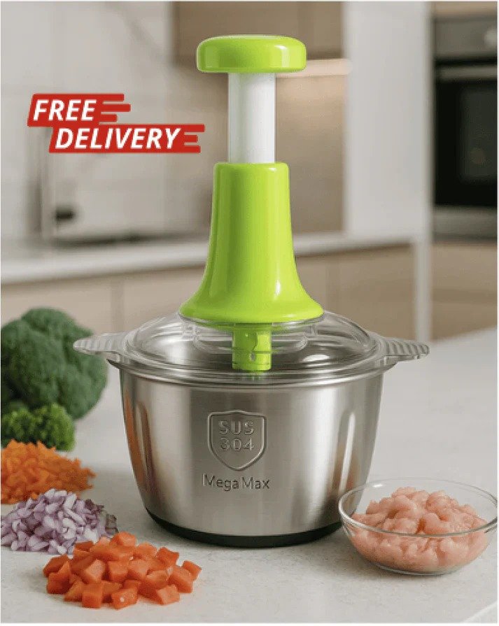 Large 2L Bowl Effortless Vegetable Chopper & Meat Mincer – Manual Hand-Press Food Processor - Image 2