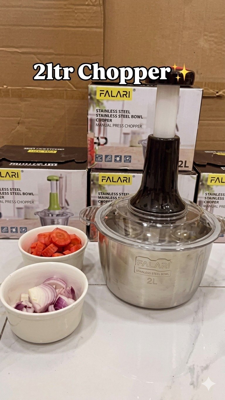 Large 2L Bowl Effortless Vegetable Chopper & Meat Mincer – Manual Hand-Press Food Processor - Image 3