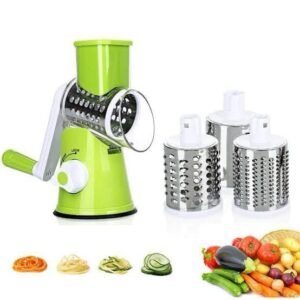 Multifunctional Hand Crank Drum Vegetable Cutter And Kitchen Grater With Interchangeable Blades