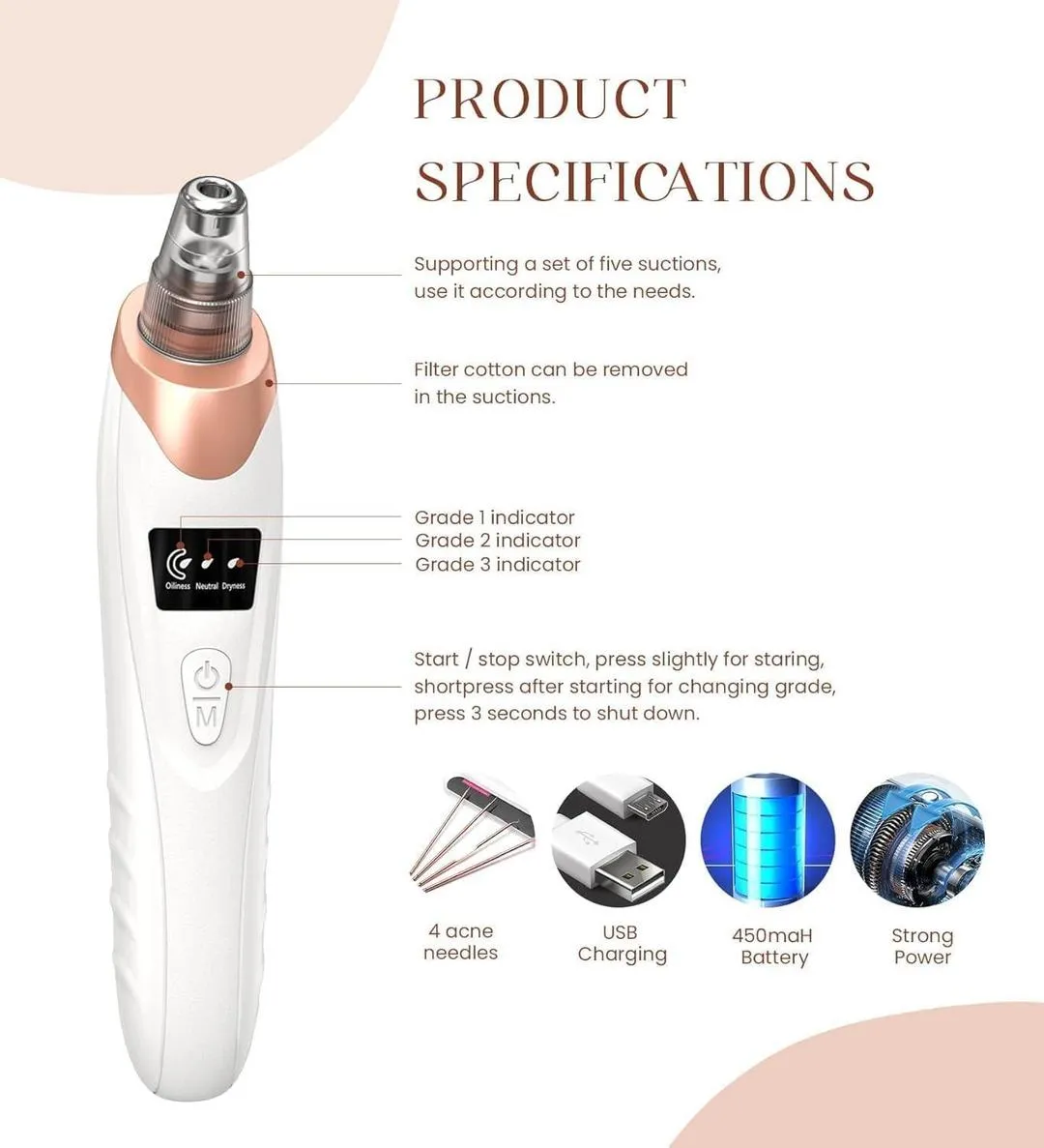 5-in-1 Electric Blackhead Remover USB Rechargeable - Image 2